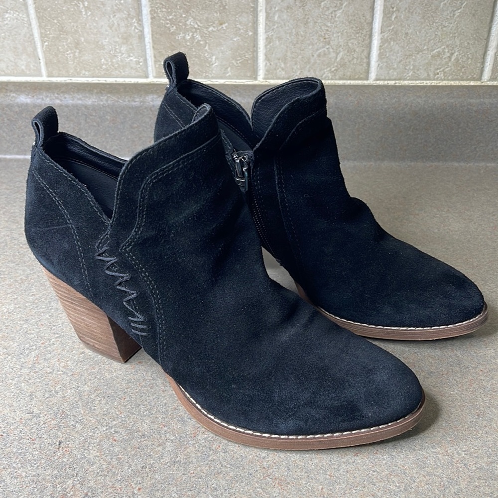 Sam Edelman Women’s 10 Mathia Black Suede Western Ankle Zipper Booties READ!